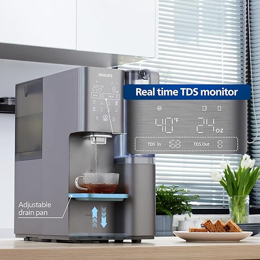 Reverse Osmosis Water Filter Countertop ADD6928DG/37, Cold & Hot Water Dispenser, 6 Stage RO Water Filtration System Purifier Dispenser with UV Light, 6 Temperature, NSF/ANSI 372 Certified,TDS Monitor