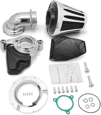 Big Sucker cone Air filter intake for harley air Cleaner Sportster Softail fatboy heritage dyna touring street road king Glide (Deep style -Chromed, TypeD : Touring M8 17-UP, Softail 18-UP)