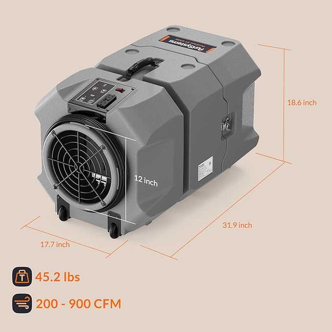PURISYSTEMS 900 CFM Air Scrubber Commercial,Air Purifier with HEPA/Activated Carbon Filter, Ion Generator and UV-C Light, 4-Stage Filtration, Stackable, GFCI Outlet, Heavy Duty Negative Air Machine