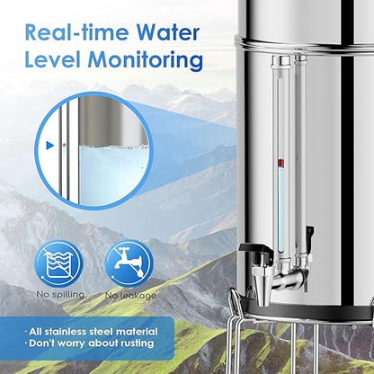 Purewell 6-Stage Alkaline Water Filter System, 0.01μm Ultra-Filtration Countertop System with 4 Filters, Metal Water Level Spigot and Stand, pH 8-9, 2.25G, PW-OB-PH