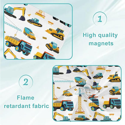 4 Pcs Fluorescent Light Covers for Ceiling Lights Seamless Construction Vehicles Cranes Excavators Trucks Bulldozers Decorative Magnets Light Filters for Office Home Classroom Must Haves 4’ x 2’