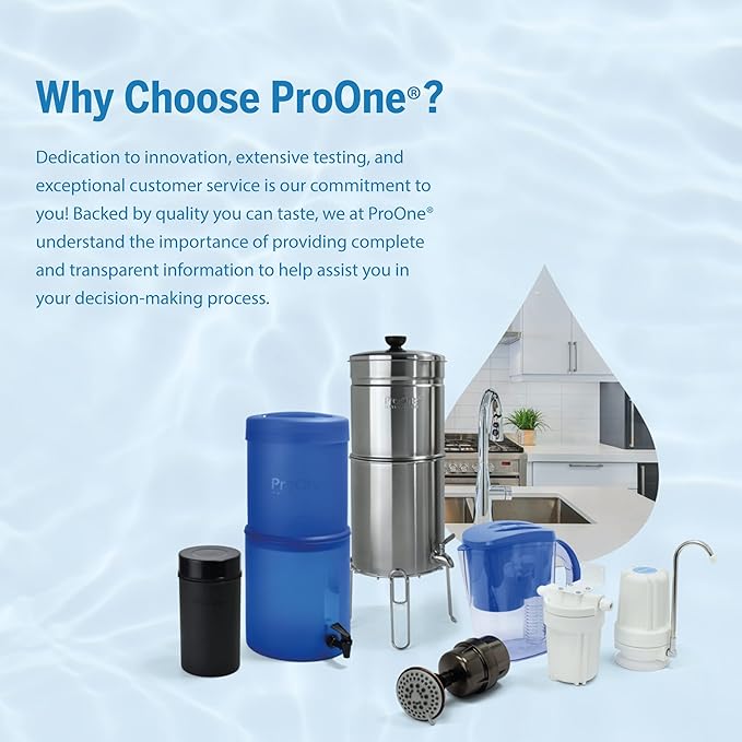 ProOne G-Series 7-Inch Gravity Filter Replacement 1-Pack - Universally Compatible with Gravity Water Filtration Systems - NSF/ANSI Certified to Reduce Lead, Microplastics, & Total PFAS (1-Pack)