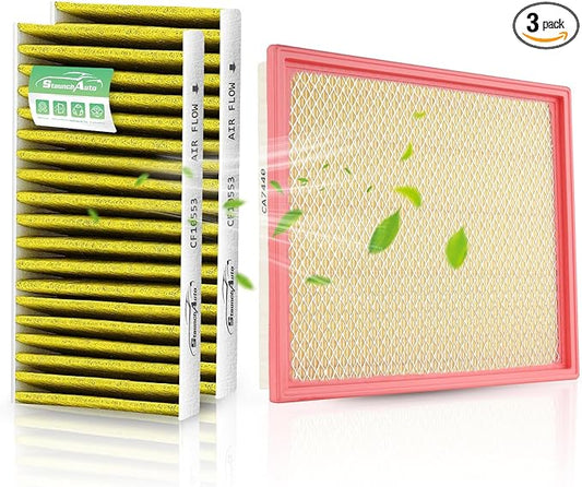 1*Engine and 2*Cabin Air Filter Combo for Nissan Frontier NV1500 NV2500 NV3500 Pathfinder Xterra & Suzuki Equator Air Filter Replacement #CF10553 CA7440 Car Accessories 3 Pack