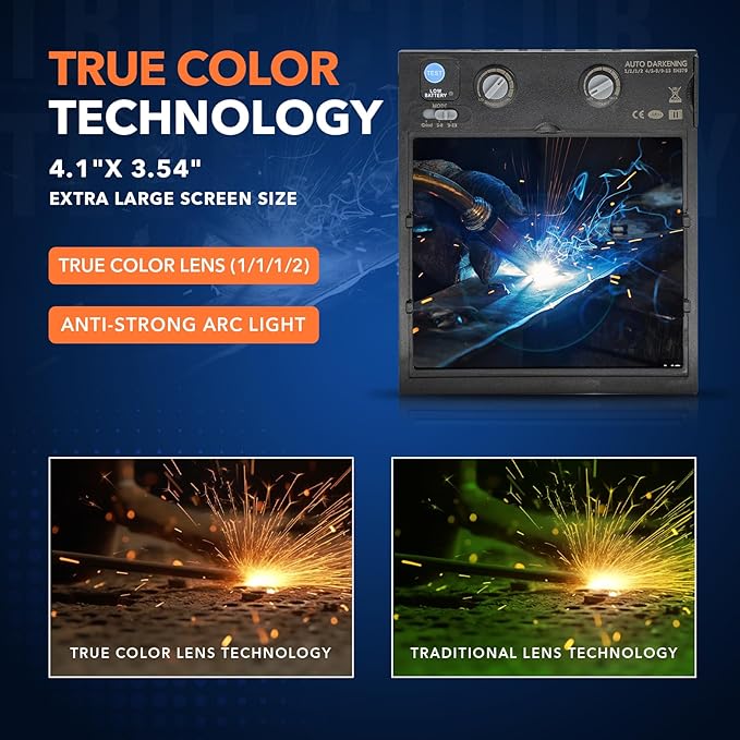 TRQWH Welding Lens Auto Darkening - Welding Helmet Lens True Color Technology with 4 Arc Sensor Ajustable Shade Range 4/5-13 Automatic LCD Lens Dimming Shade Filter 4.49x5.24in Auto Welding Lens