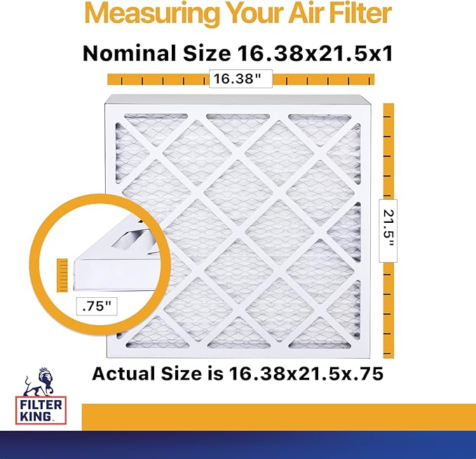 Filter King 16.38x21.5x1 Air Filter | 6-PACK | MERV 13 HVAC Pleated A/C Furnace Filters | MADE IN USA | Actual Size: 16.38 x 21.5 x .75"