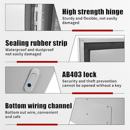 Electrical Box 24 x 20 x 8 Inch Indoor Outdoor Electrical Enclosure Box Steel Junction Box Wall Mounted Universal Electrical Project Box with Safety Locks and Mounting Plates
