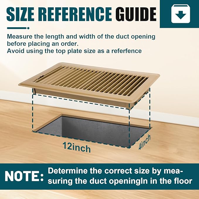 VOISEN Floor Register 4x12, 4 Pack Floor Vent Covers, Steel Adjustable Air Supply Grille Register Vent Cover Grill for Sidewall and Floor, Vent Covers for Home Floor,Brown