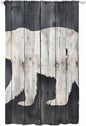 Sheer Curtains 108 Inches Long, White Brown Bear Semi Sheer Curtains Light Filtering Window Treatment, Rustic Counrty Vintage Wood Grain Privacy Voile Drapes for Living Room Bedroom 52x108 Inch