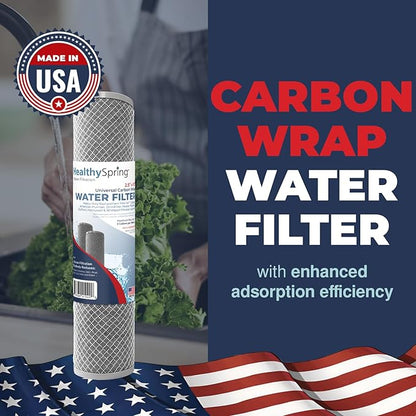 American Made, 5 Micron 2.5" x 10" Whole House CTO Carbon Sediment Water Filter Cartridge Compatible with DuPont WFPFC8002, WFPFC9001, WHCF-WHWC, FXWTC, C1, NCP-10 Made in USA, Pack of 4