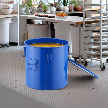 VEVOR Fryer Grease Bucket, 10 Gal Oil Disposal Caddy Carbon Steel Fryer Oil Bucket with Rust-Proof Coating, Oil Transport Container with Lid, Lock Clips, Filter Bag for Hot Cooking Oil Filtering