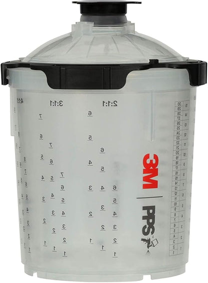 3M 26000 PPS 2.0 Spray Gun Cup, Lids and Liners Kit, Standard, 200-Micron Filter, 22 Ounces, BLACK,SILVER
