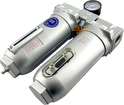 1" NPT SUPER DUTY Industrial Grade 2 Stages Coalescing Filter Desiccant Dryer System For Compressed Air Lines, Metal Bowls, Great For Paint Spray And Plasma Cutter