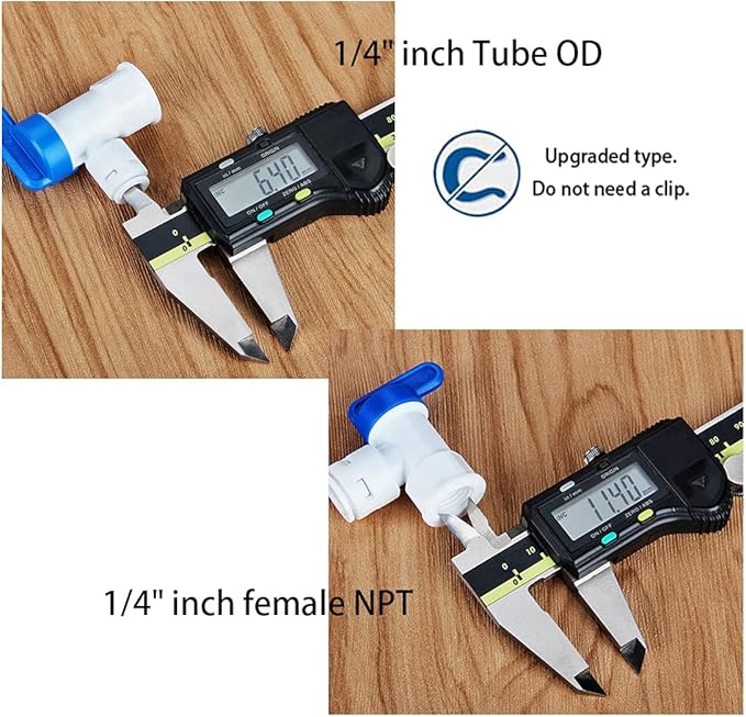 1/4" FNPT to 1/4" Push to Connect Elbow Tank Ball Valve for RO(Reverse Osmosis) Water Filter,NSF Certified Plastic Quick Connect RO Fittings. (5 pcs)