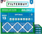 Filterbuy 24x24x1 Air Filter MERV 13 Optimal Smoke & Allergy Defense (4-Pack), Electrostatic Pleated HVAC AC Furnace Filters Replacement, Made in USA (Actual Size: 23.38 x 23.38 x 0.75)