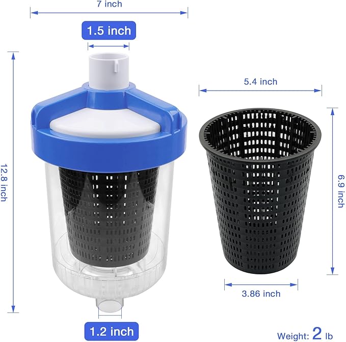 ATRACYPART Inline Pool Leaf Canister Compatible with Hayward W560 PoolVac Navigator Standard, Leaf Catcher Filter with Strainer Basket and 5 Skimmer Socks