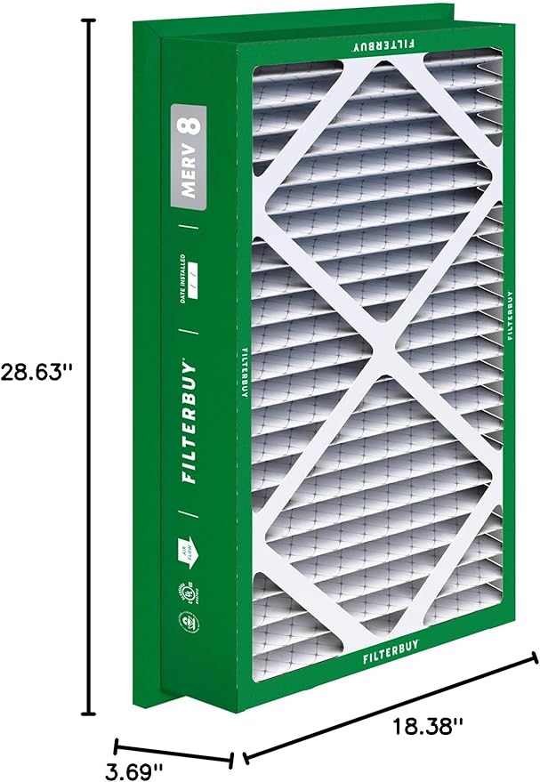 Filterbuy 20x30x5 Air Filter MERV 8 Essential Dust & Allergy Defense (2-Pack), Electrostatic Pleated HVAC AC Furnace Filters Replacement for Honeywell Return Grille (Actual Size: 18.38 x 28.63 x 3.69)