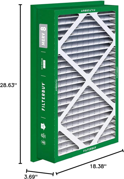 Filterbuy 20x30x5 Air Filter MERV 8 Essential Dust & Allergy Defense (2-Pack), Electrostatic Pleated HVAC AC Furnace Filters Replacement for Honeywell Return Grille (Actual Size: 18.38 x 28.63 x 3.69)
