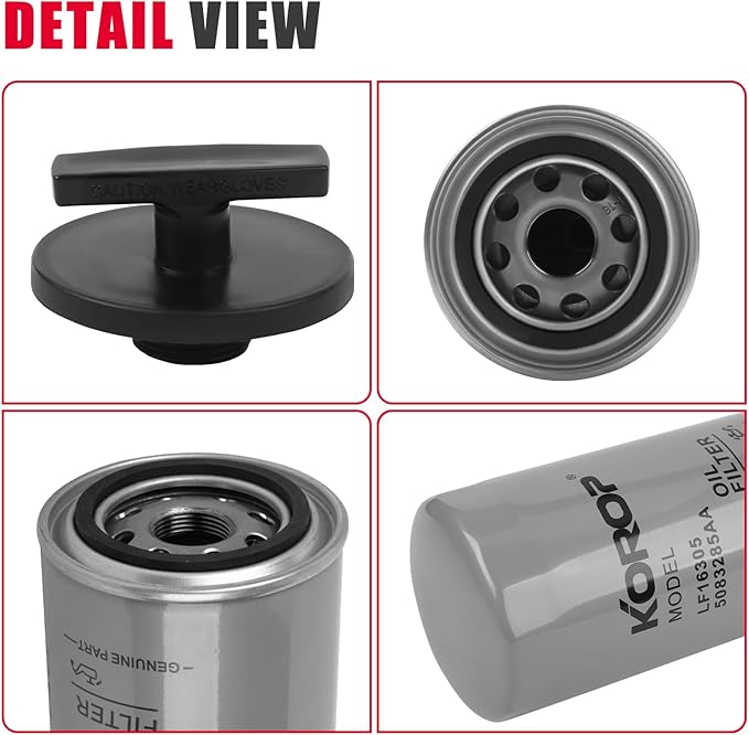 6.7 Cummins Oil Filter and Plug Tool Kit Compatible with 2007-2024 RAM 2500,3500,4500,5500 6.7L Diesel ;1989-2007 RAM 2500, 3500, 4500, 5500 5.9L Cummins | Replaces 05083285AA 3949561,LF16035,LF3972