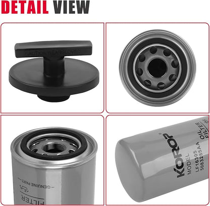 6.7 Cummins Oil Filter and Plug Tool Kit Compatible with 2007-2024 RAM 2500,3500,4500,5500 6.7L Diesel ;1989-2007 RAM 2500, 3500, 4500, 5500 5.9L Cummins | Replaces 05083285AA 3949561,LF16035,LF3972