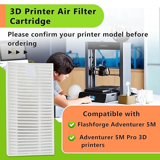 4PCS 3D Printer Air Filter Cartridge for Flashforge Adventurer 5M Pro/Adventurer 5M, Easy to Install 3D Printer Air Filter Set Fits for Adventurer 5M Series 3D Printer