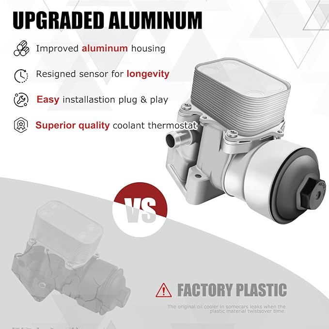 Upgraded Aluminum Oil Filter Housing Assembly Fit for VW Amarok Passat 2.0L 2012-2014 A3 Q3 2.0L 2012-2014 Replaces# 03L115389H 03L-115-389-H 03L115389B 03L115389C 03L115389G 03L115389G