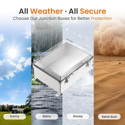 QILIPSU Outdoor WiFi Enclosure, 11.4"x7.5"x5.5" Waterproof Electrical Junction Box IP67 Weatherproof Plastic Clear Hinged Cover for Electronic Network Project