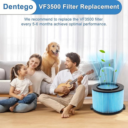 4 Pack VF3500 Replacement Filter for Shop Vacuum 3-4.5 Gallon Wet Dry Vacuums, 3-Layer Filters for WD4050, WD3050, WD4080, WD4522, 4000RV, 4500RV