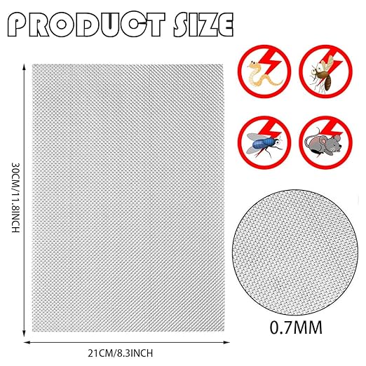 Stainless Steel Wire Mesh Screen 4Pcs Anti-Rusted Air Vent Mesh 8.4"X12"(210 x 300mm) for DIY Projects, Vent, Cage, Garden, Window, Filter