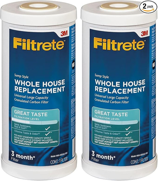 Filtrete Large Capacity Granulated Activated Carbon Whole House Water Filter 4WH-HDGAC-F01. for use with 3WH-HD-S01 System (Pack of 2)