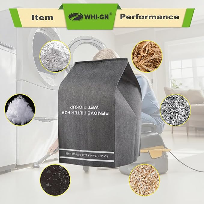 12 Pack 38737 Replacement for Craftsman 2.5 Gallon Shop Vac Filter Bags, compatible with CRAFTSMAN 2 to 2.5 Gallon Wet/Dry Vacuums and 5 Gallon Powerhead Bucket Vac, Part 9-38737 / CMXZVBE38737