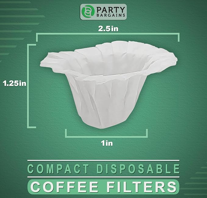PARTY BARGAINS 600 Compact White Coffee Filter Liners – Disposable, Compatible with Keurig Brewers & K-Cup Reusable Pods, Single-Serve Paper Filters