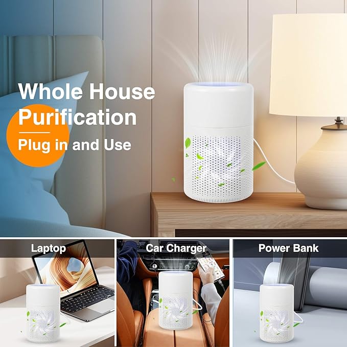 Small Air Purifier for Bedroom Home: Personal Desk Mini Air Purifier – Filters Smoke Dander Hair Odors - 20dB Pet Air Purifiers Fresheners Cleaner for Desktop,Office,Kitchen