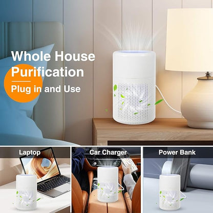 Small Air Purifier for Bedroom Home: Personal Desk Mini Air Purifier – Filters Smoke Dander Hair Odors - 20dB Pet Air Purifiers Fresheners Cleaner for Desktop,Office,Kitchen