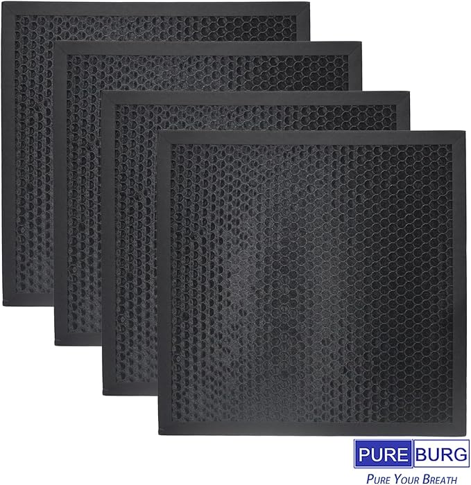 PUREBURG Replacement Filter Compatible with Compatible with Dri-Eaz DefendAir HEPA 500 Air Scrubber F397,4-Pack Activated Carbon For Air Purifier Clean VOCs Odor