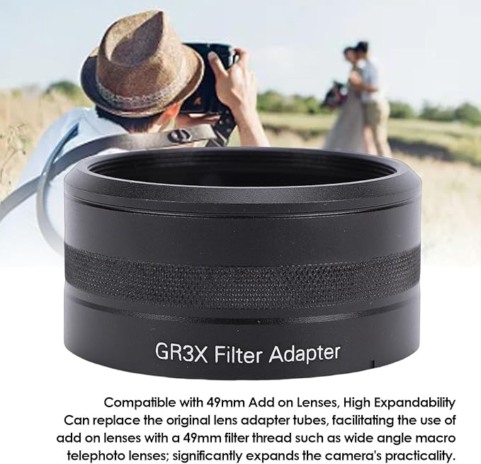 Fabater Camera Lens Filter Adapter Tube Fit for GR3X Lens Filter Mount Adapter Compatible with 49mm Threaded Hoods Caps