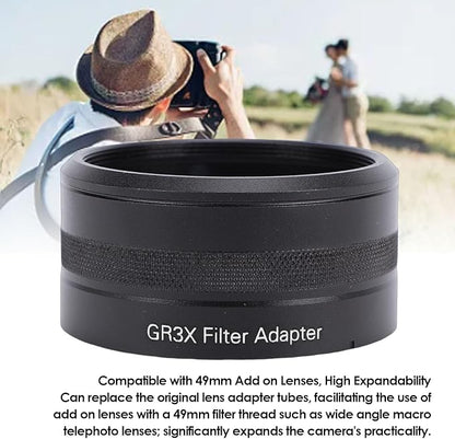 Fabater Camera Lens Filter Adapter Tube Fit for GR3X Lens Filter Mount Adapter Compatible with 49mm Threaded Hoods Caps
