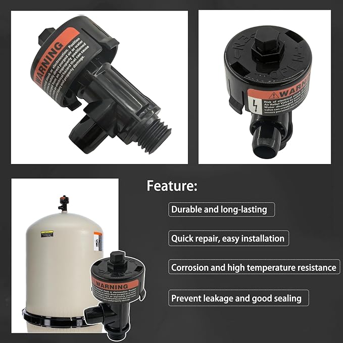 98209800 98209803 Manual Air Relief Valve with Pressure Gauge for Swimming Pool and Spa Filter High Flow Manual Relief Valve (No Pressure Gauge)