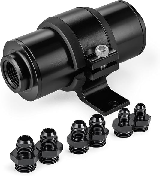 EVIL ENERGY Inline Fuel Filter 10 Micron with 6AN 8AN 10AN Adapter&Bracket Clamp 50MM Universal