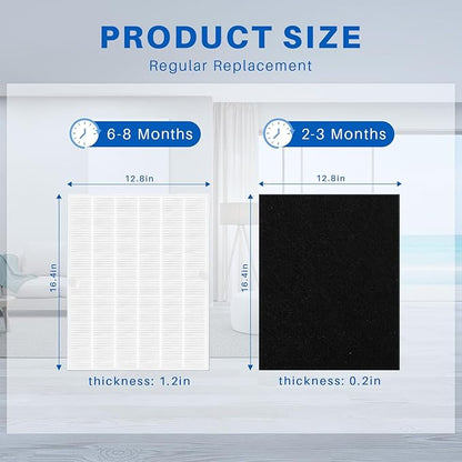 10 Pack 115115 Filter, Filter A Size 21 Replacement for Winix PlasmaWave Air Purifier C535 5300 5300-2 6300 6300-2 P300 AM90 C909 9800, 2 Size 21 Filters + 8 Carbon Pre-Filters