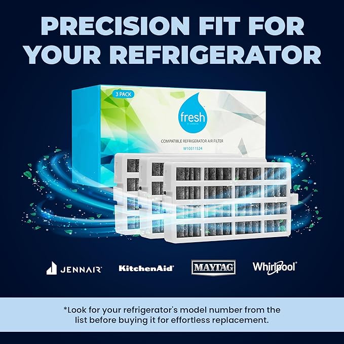 Fresh W10311524 Refrigerator Air Filter Replacement for Whirlpool, W10311524, AIR1, Maytag, Kitchenaid and Jenn-Air, FreshFlow Air Filter (2 Pack) - Whirlpool Replacement Air Filter by Mist.