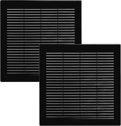 Vent Systems 10" x 10" - Pack of 2 - Black Plastic Soffit Vent Cover - Durable Flat Square Air Vent Grille with Mesh Screen - Weather Resistant Ventilation Grill - Wall & Ceiling, Indoor & Outdoor