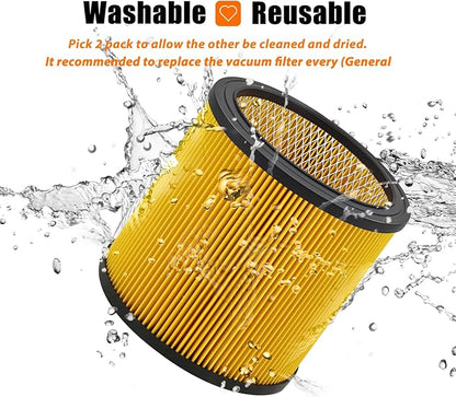Replacement Filter for Vacmaster 5-20 Gallon/Hart Shop Vacuum 5-17 Gallon, Replaces Hart VCFS 3701 Filter/VCFF Filter, Fits most Shop-Vac/Craftsman Vacuum, with 2x Wet Foam Sleeve