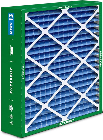 Filterbuy 21x24.5x5 Air Filter MERV 13 Optimal Smoke & Allergy Defense (4-Pack), Electrostatic Pleated HVAC AC Furnace Filters for Rheem, Ruud, and Protech (Actual Size: 20.63 x 24.13 x 4.38)