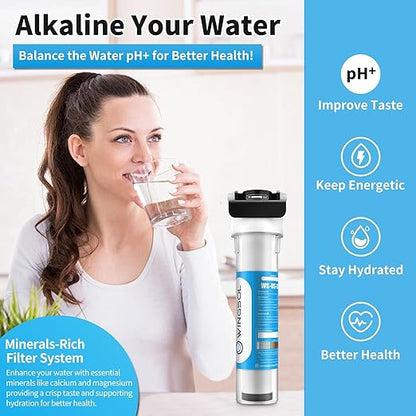 Water Filter for Sink with Faucet, Reduce Heavy Metals/Chlorine/PFAS/PFOA/PFOS/Odor/Sediment, NSF/ANSI 42&53 Improve Taste, EZ Change Life Indication Mineral pH+ Under Sink Water Filter -Jumbo
