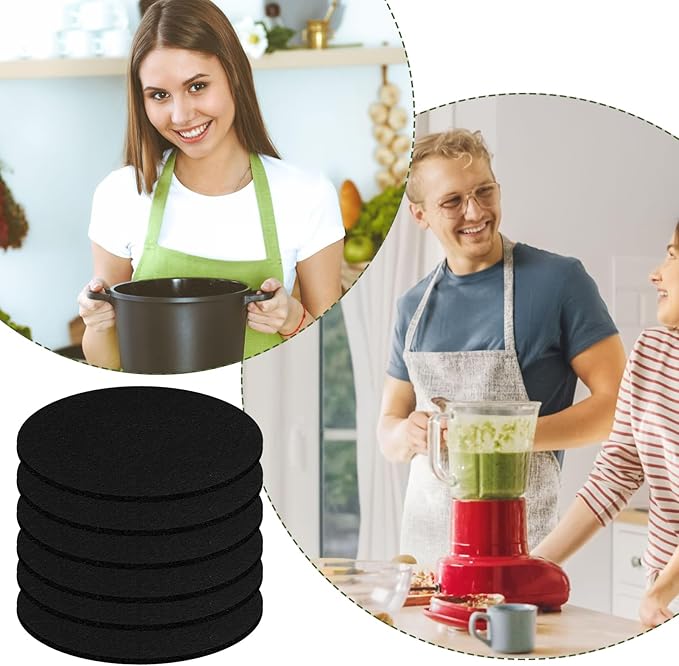 6 Pack Charcoal Filters for Compost Bucket, 7.25 inch Round Activated Carbon Replacement Filters for Kitchen Compost Bins Kitchen Composts Bin Charcoal Filter Replacements