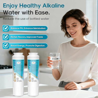ICEPURE Alkaline UKF8001 Refrigerator Water Filter Replacement for Whirlpool EDR4RXD1, EveryDrop Filter 4, Maytag UKF8001, 4396395, UKF8001P, UKF8001AXX, RFC0900A, UKF8001AXX-200, Enhances PH, 4 Pack