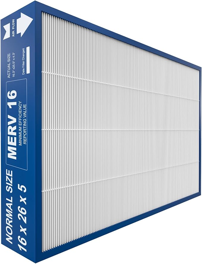 16x26x5 MERV16 Replacement Filter Compatible with Y6605 PureAir PCO3-16-16 Air Purifier（actual size:16.3" x 25.5" x 4.3"）