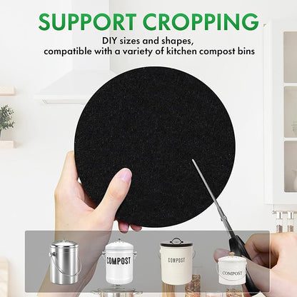 ENLOY 7.25 Inch Charcoal Filters for Kitchen Compost Bin, 12 Pack Compost Bin Charcoal Filters for Countertop Bin Pail Replacement, Longer Lasting Round Activated Charcoal Home Bucket Refill Sets