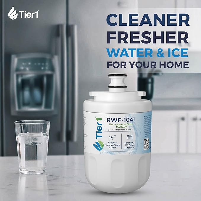 Tier1 RWF1041 UKF7003 Refrigerator Water Filter | Replacement for EDR7D1, UKF7002AXX, UKF7003AXX, WSM-1, WF288 Fridge Filter - Up to 12 Months Supply | Easy Install | Great Tasting Water & Ice (2-pk)
