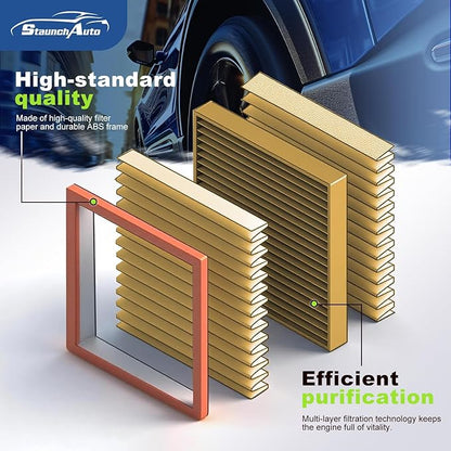 Engine and Cabin Air Filter Combo for Mazda 2024 2025 2026 CX-90,2025 2026 CX-70 Engine Air Filter Replacement Car Accessories #KR9P-61-J6X PXFV133A0 2-Pack